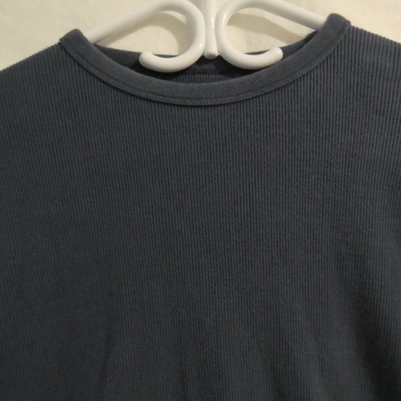 POINT ZERO | large | Light Blue Ribbed Short Sleeve T-Shirt / Tee | 100% Cotton - Picture 4 of 15